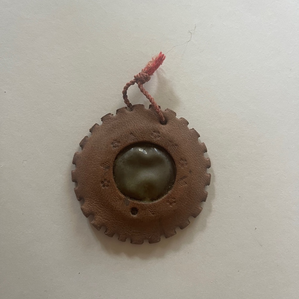 RELIC Religious Photo Holder Ornament Leather w/Official Seal Portugal Fatima